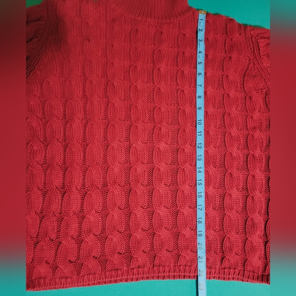 Vintage LL Bean Cable Knit Mock Neck Women’s Sweater Size L 100% Cotton - Picture 7 of 9
